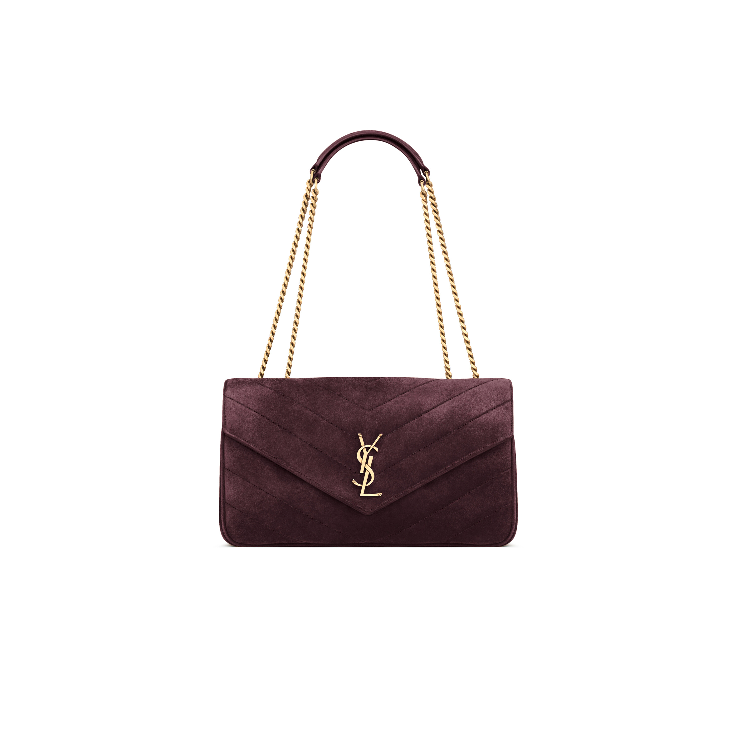 YSL LOULOU MEDIUM IN MATELASSÉ SUEDE 801439AAEY66766 (29*17*8cm)